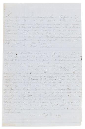 (CIVIL WAR--MISSOURI.) Correspondence of Clinton Fisk on the formation of 33rd Missouri, including a manuscript recruiting circular.